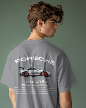 Porsche // Oversized Fit Graphic Tee // Gray