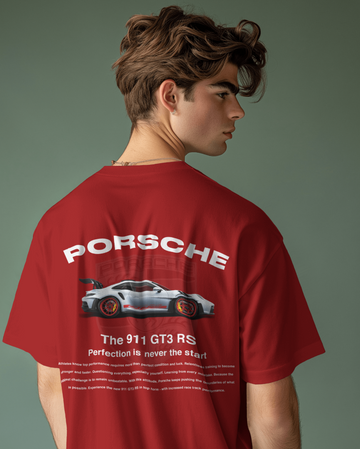 Porsche // Oversized Fit Graphic Tee // Red